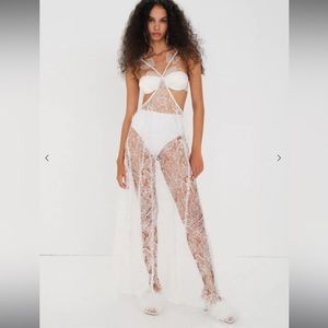 NWT FOR LOVE AND LEMONS Mackenzie maxi dress, white MEDIUM
